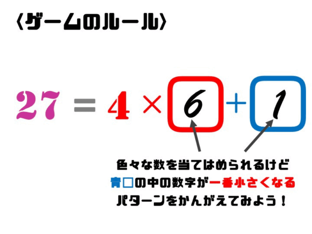 画像：発達障害や学習障害の子どもも夢中で遊びながら「小３算数｜あまりのある割り算」を学べる教材「しかくはなーに」のルール説明２